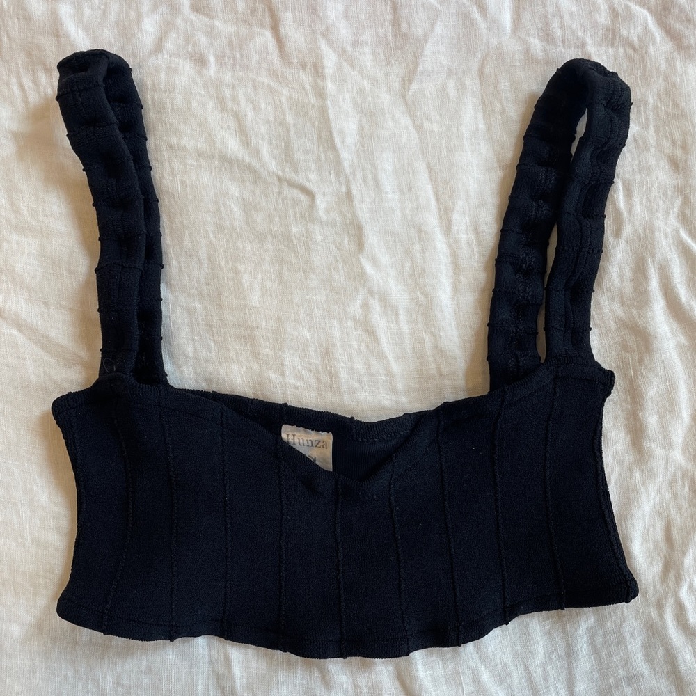 Hunza G Black Bikini Top One Size